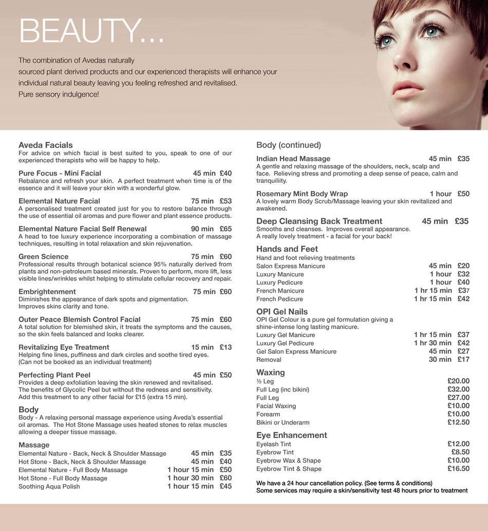 hair price list